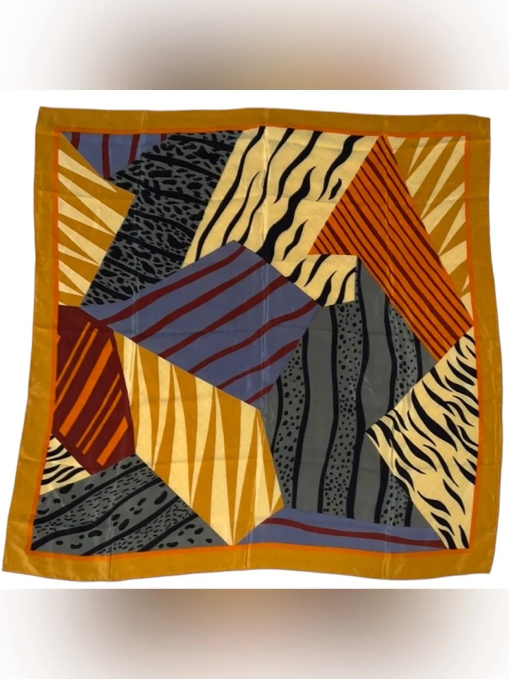 Large Square Scarf Animal Print Zebra Leopard Geometric Patchwork 30”